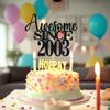 22nd Awesome since 2003 Cake Topper Cheers to 22 Years Birthday Cake Pick 22 Fabulous Cake Decoration for Happy 22nd Birthday Anniversary Party Cake Decorations Supplies (2003, black) view 4