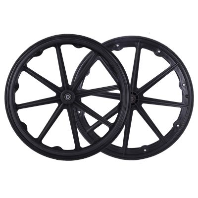 24inch Wheelchair Rear Wheels Spare Wheel, Polyurethane Solid Tire Rear, Non-Pneumatic Solid Wheelchair Rear Wheel, Non-Slip Solid Tire, with Bearing (24inch, 2PCS) ( Color : Noir , Size : 22Inch/56cm