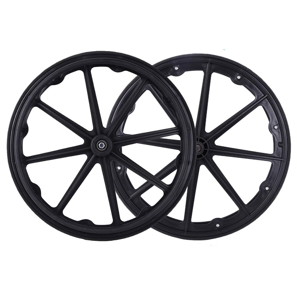 24inch Wheelchair Rear Wheels Spare Wheel, Polyurethane Solid Tire Rear, Non-Pneumatic Solid Wheelchair Rear Wheel, Non-Slip Solid Tire, with Bearing (24inch, 2PCS) ( Color : Noir , Size : 22Inch/56cm