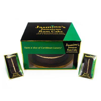 (Freshly Baked 10 day shelf life) Jasmine's Jamaican Rum Cake - 8 Inch Round Luxury Caribbean Rum Cake with 2 Buttercream Slice for Desserts, Birthday Cake, Gift, Parties and Christmas Cake