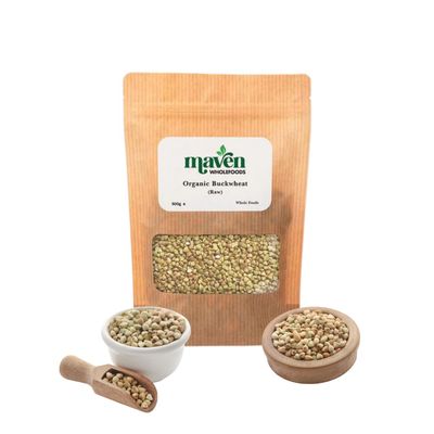 Maven wholefoods Organic Buckwheat 500g | Raw | GMO Free | High Fibre & Protein | Certified Organic | Suitable for Vegetarian & Vegan | Packed Fresh in Resealable Bags (500g)