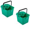 12 Litre Capacity Red Blue Green Yellow & Metallic Coloured Floor Cleaning Mop Buckets With Pouring Lip (3, Green) view 4