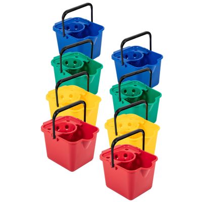 12 Litre Capacity Red Blue Green Yellow & Metallic Coloured Floor Cleaning Mop Buckets With Pouring Lip (2, Metallic)