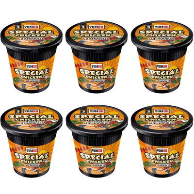 Pack of 6 x 60g - Special Chicken Cup Noodles - Chicken Flavoured Noodles Vegetarian Egg Free - Enjoy Delicious Treats With Family And Friends - Enjoy Delicious Noodles In Minutes