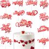 12 Styles Happy Valentine's Day Cake Topper Red Glitter Valentine Cake Topper Sweet Cupid Heart Cupcake Topper Food Picks Cake Decorations for Valentine's Day Wedding Gifts Party Suppliers view 1
