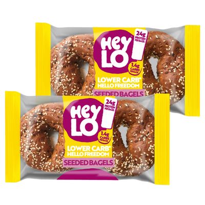 HeyLO Seeded Low-Carb Bagels  1.4g Carbs & 24g Protein Per Bagel  Keto Bread High-Fibre and Freezer-Friendly  Ideal Keto Snacks for Low-Carb & Post-Exercise Meals  2 Pack (75g Each)