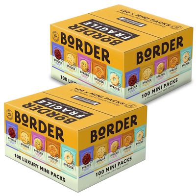Border Biscuits Luxury Biscuit Selection 100 Mini Packs with 5 Varieties (2 Boxes (100 Per Box))