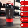 NATUREKIT Shaker Bottle,Protein Shaker with Powder Storage Container 18oz, Leak Proof and Durable, Gym Bottle Portable Pre Workout for Mix & Drink Shakes & Smoothies,Dishwasher Safe,BPA Free,Red view 2