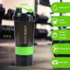 NATUREKIT Shaker Bottle,Protein Shaker with Powder Storage Container 18oz, Leak Proof and Durable, Gym Bottle Portable Pre Workout for Mix & Drink Shakes & Smoothies,Green view 2