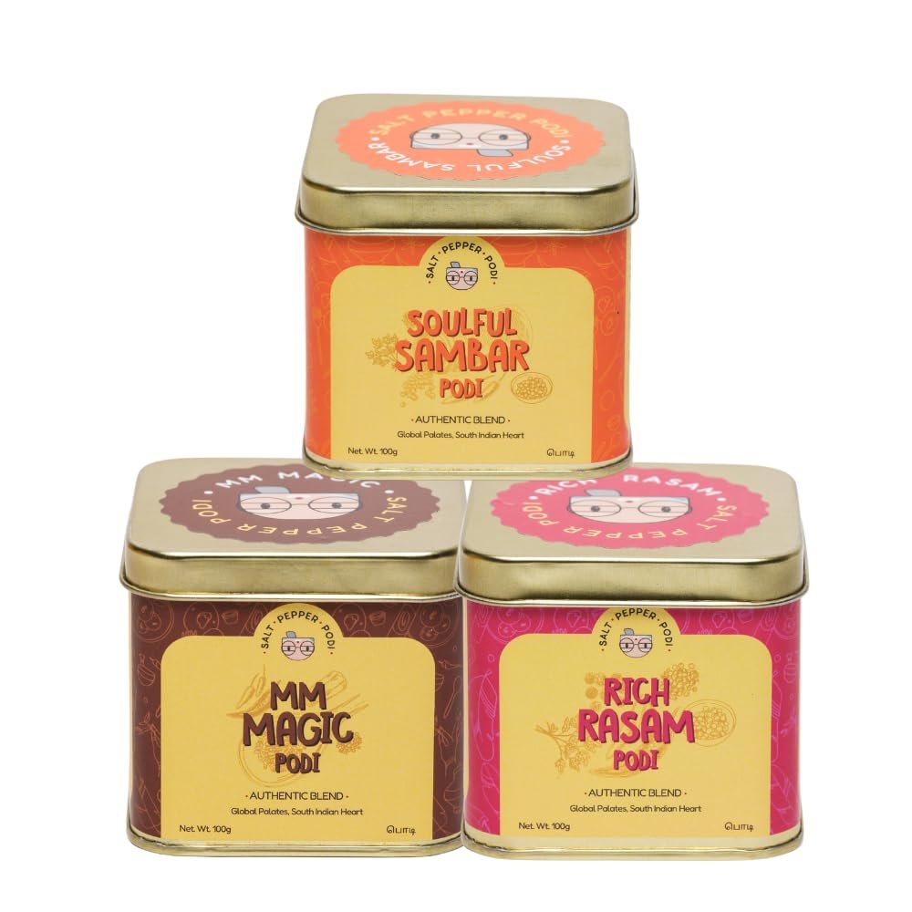 SALT PEPPER PODI Preparation Combo | MM Magic+Rich Rasam+Soulful Sambar Podi | Exquisite Blend of Aromatic Spices | Authentic South Indian Cuisine | Natural & Aromatic | 100g Each
