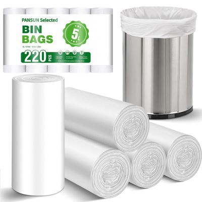 PANSUN Selected 220 Counts Small Bin Bags,5l Bin Liners,42cm*50cm Pedal Trash Can Liners For Bathroom Toilet Bedroom Office