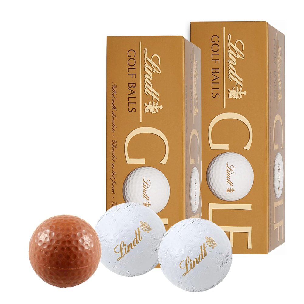 Lindt Chocolates Golf Balls for Mens Gift - Pack of 2 x 110g Smooth Hazelnut Filling Golf Balls. Great Chocolate Gift for Stocking Fillers, Valentines Day Gifts or Birthday Gifts for Golf Lovers