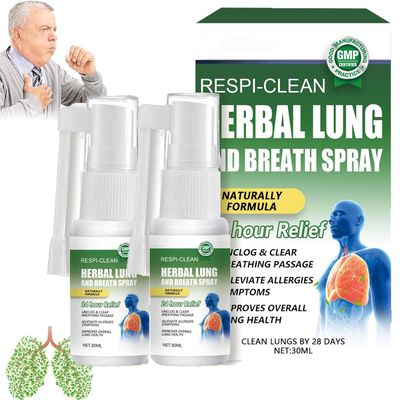 Furzero Respiclean Herbal Lung and Breath Spray, Respiclean Herbal Lung and Breath Spray, Herbal Lung and Breath Spray, Herbal Lung Cleanse Spray (2pcs)