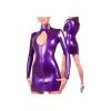 IDDSI Black Sexy Latex Cloak with Button Front Mini Cloak Rubber Robe Top,Orange,M view 1