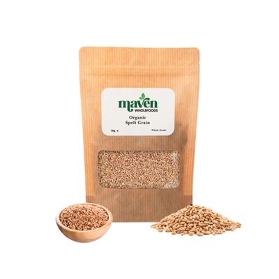 Maven wholefoods Organic Spelt Grain 3kg | Raw | GMO Free | High Fibre & Protein | Certified Organic | Suitable for Vegetarian & Vegan | Packed Fresh in Resealable Bags (3kg)