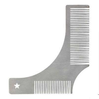 Beard Styling Comb, Men's Shaving Trimming Stencil, Stainless Steel Metal Beard Comb With Built-in Comb Beard Shaping Styling Tool