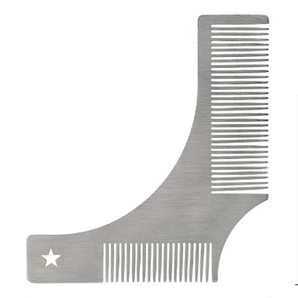 Beard Styling Comb, Men's Shaving Trimming Stencil, Stainless Steel Metal Beard Comb With Built-in Comb Beard Shaping Styling Tool