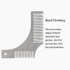 Beard Styling Comb, Men's Shaving Trimming Stencil, Stainless Steel Metal Beard Comb With Built-in Comb Beard Shaping Styling Tool view 3