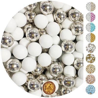 EinsSein Nikah Sekeri Large Crispy Chocolate Beads Mix 0.7 kg White / Silver Glossy Heart Chocolates Sweets drages Dragees Wedding mini Favours Guests Shapes Chocolate Table Hearts Party Baptism
