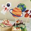 Pokinge 24 Pcs Creative Cupcake Topper, Outer Space Cake Decoration Funny Spaceship Themed Party Supplies Cartoon Astronaut Rocket Planet for Children(24Pcs) view 3
