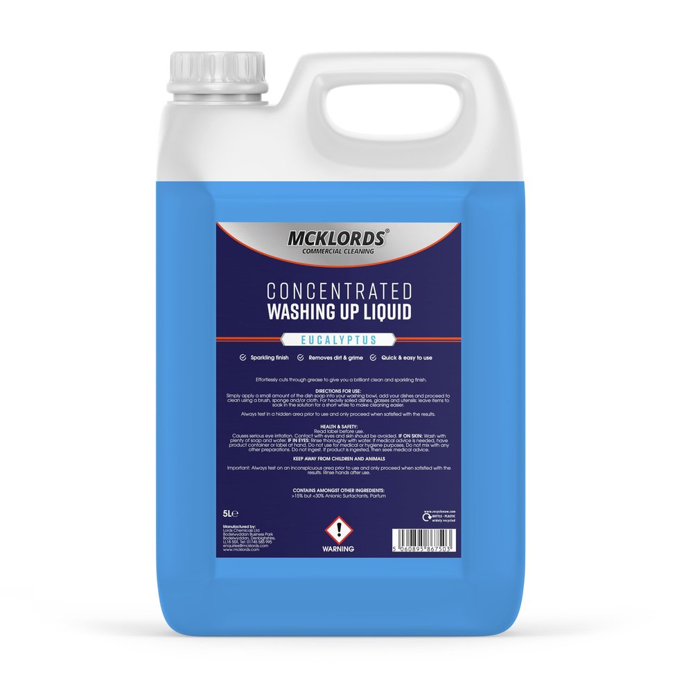 Commercial Concentrated Washing Up Liquid - Eucalyptus - 5 Litre