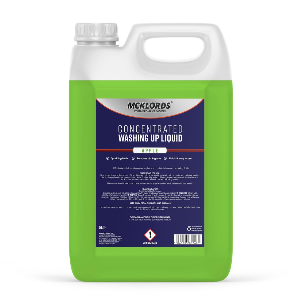 McKLords Commercial - Concentrated Washing Up Liquid - Apple - 5 Litre