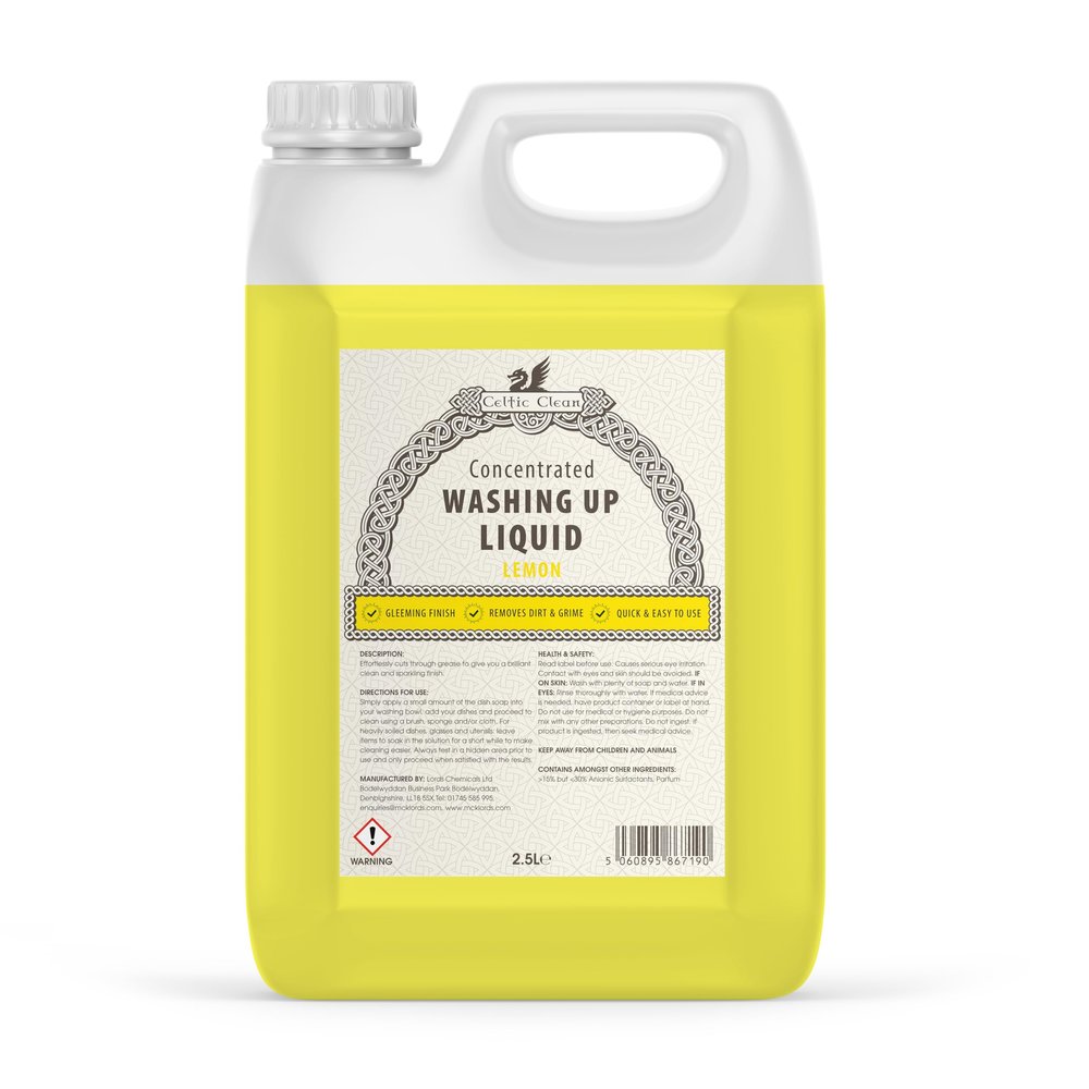 Celtic Clean - Washing Up Liquid - Lemon - 2.5 Litre