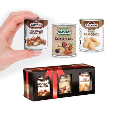 New Year Happy Holidays Gifts - Festive Nut Snacks - Chocolate Coated Peanuts, Natural Cocktail Mixed Nuts and Cashews - Gift Sets for Men and Women