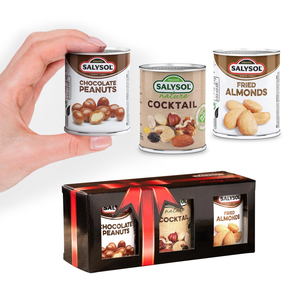 New Year Happy Holidays Gifts - Festive Nut Snacks - Chocolate Coated Peanuts, Natural Cocktail Mixed Nuts and Cashews - Gift Sets for Men and Women