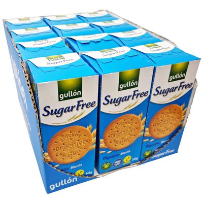 Gullon Sugar Free Digestive Biscuits, 12 x 245g  Vegan, High Fiber, No Added Sugar, Ideal for Diabetics & Health-Conscious Lifestyles