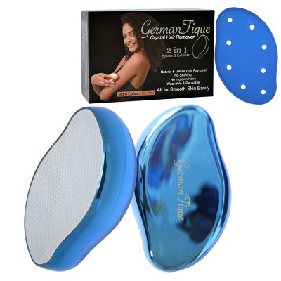 Germantique Crystal Hair Eraser,Natural Crystal Hair Remover,Reusable Painless Nano Glass Hair Removal Device Without Shaver,Gentle Crystal Epilator and Exfoliator for Soft Silky Skin(Royal Blue)