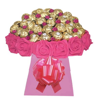 Chocolate Hamper Ferero Rocher Bouquet Christmas Pink Red Personalised Gift Box Sweets Candy Present Cadbry (Small)