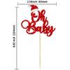 Gyufise 24Pcs Christmas Cupcake Toppers Glitter Santa Oh Baby Cupcake Picks Toppers for Winter Baby Shower Kids Birthday Christmas Party Supplies Red view 2