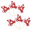 Gyufise 24Pcs Christmas Cupcake Toppers Glitter Santa Oh Baby Cupcake Picks Toppers for Winter Baby Shower Kids Birthday Christmas Party Supplies Red view 3