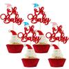 Gyufise 24 Pcs Christmas Cupcake Toppers - Blue, Pink, Red Glitter, Santa, Oh Baby Cupcake Picks Decorations for Winter, Christmas, Birthday Party Supplies view 1