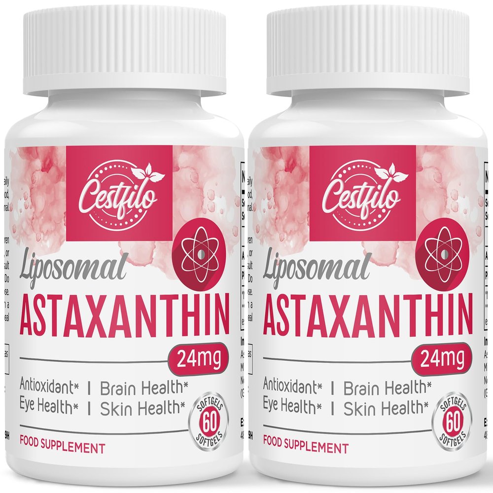 Cestfilo Liposomal Astaxanthin Supplement 24MG, Maximum Absorption, Natural Antioxidant for Skin & Eye Health, Gluten Free, Non-GMO & No Gluten (60 Count (Pack of 2))
