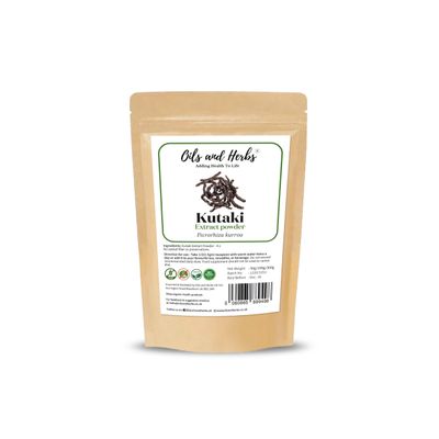High Strength Kutaki Extract Powder 4:1 (Picrorhiza kurroa) - No fillers and Binders (100 gm) - Natural and Pure - by Oils and Herbs UK