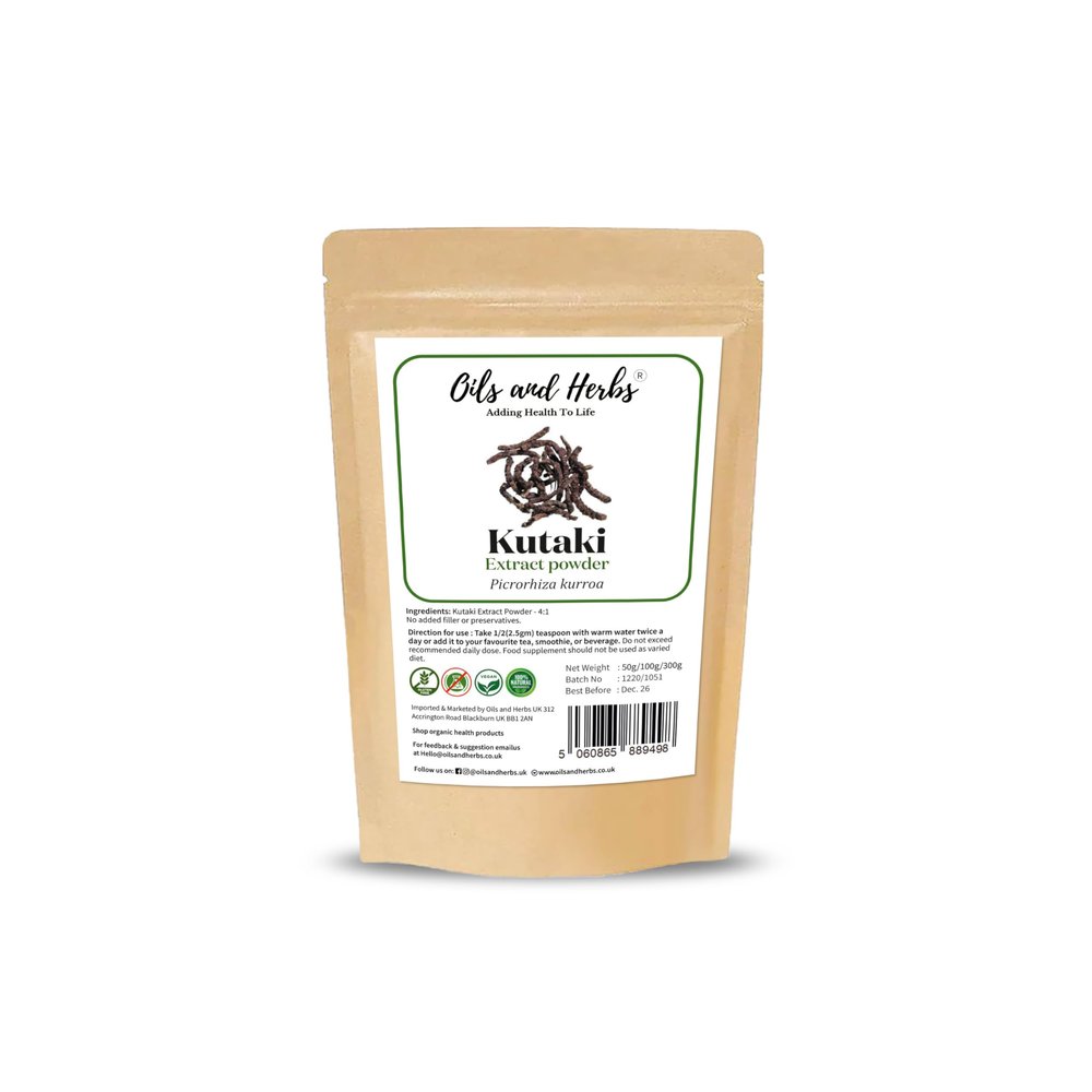 High Strength Kutaki Extract Powder 4:1 (Picrorhiza kurroa) - No fillers and Binders (100 gm) - Natural and Pure - by Oils and Herbs UK