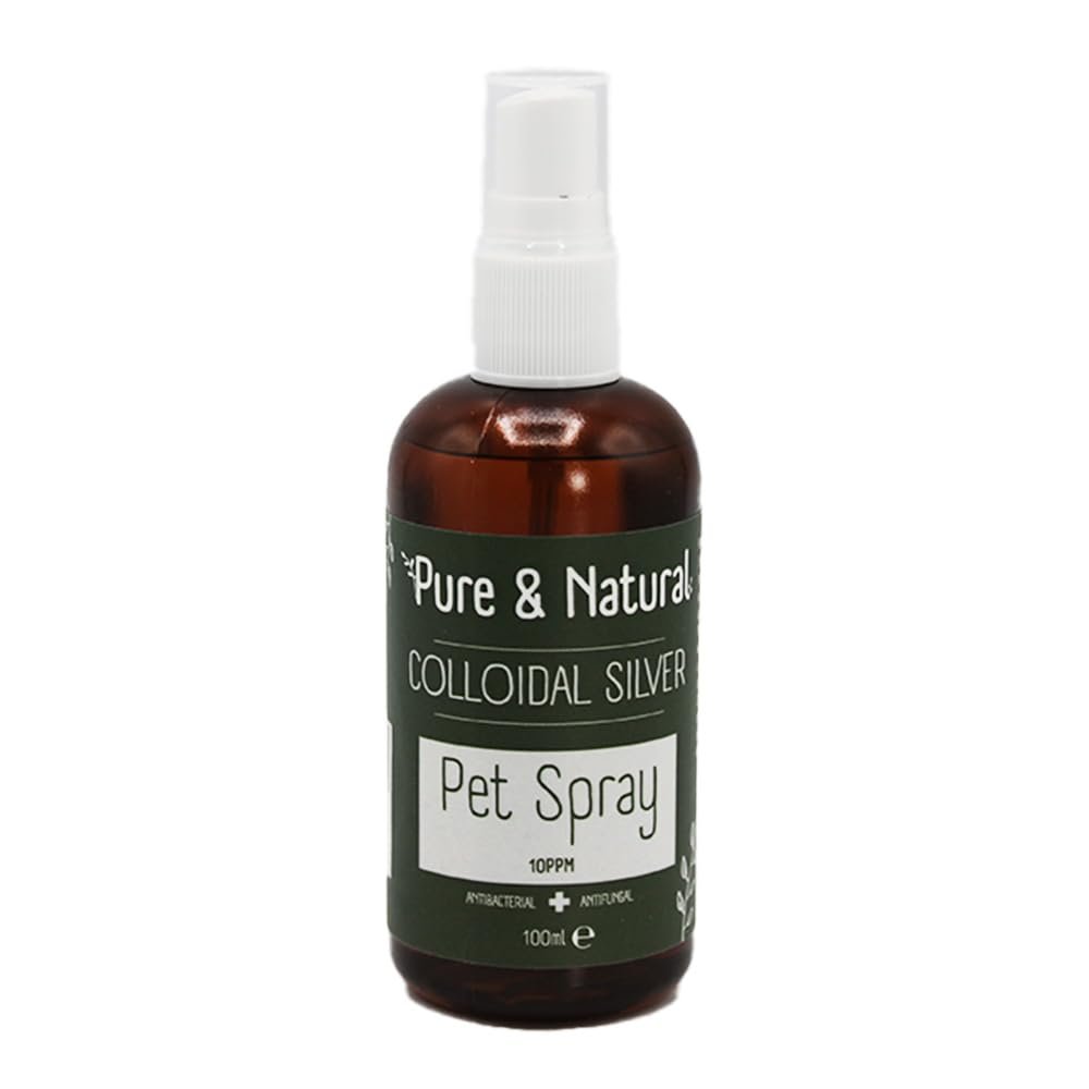 Pure & Natural Premium Colloidal Silver Spray for Dogs & Other Pets - 10ppm Antifungal, Antibacterial Pet Care - 100ml