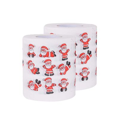 2Rolls Christmas Toilet Paper 2-Ply, Novelty Bath Toilet Roll, Funny Christmas Themed Tissue Napkin Trick Gift for Holiday (B)