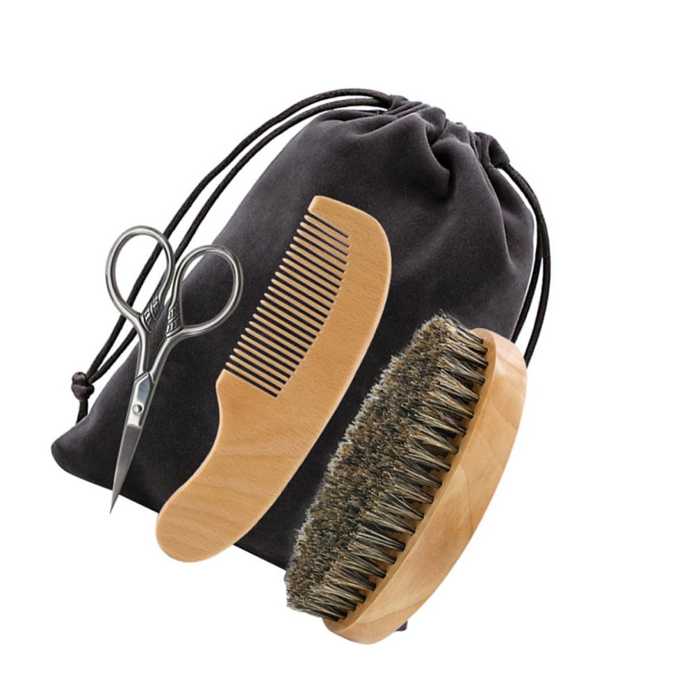 Beavorty Beard Care Kit for Men Scissors Comb and Brush for Daily Shaving and Styling Routine