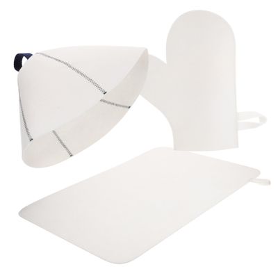 FRCOLOR Felt Bathing Hat Sauna Hat Set for Women Household Sauna Caps Bathroom Use Thickened Felt Material Soft Comfortable with Gloves and Mat Spa Hair Protection Accessory