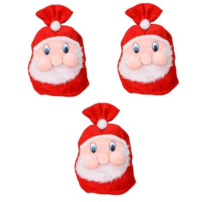 Mobestech 3pcs Large Christmas Backpack Bag for Elderly Pleuche Bag as Candy for Christmas Decorations and Giving