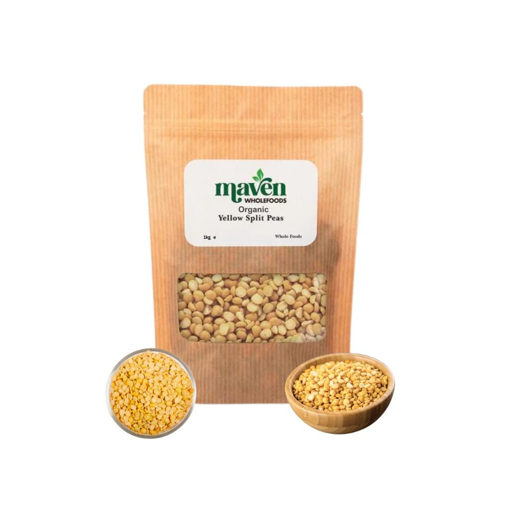 Maven wholefoods Organic Yellow Split Peas 1kg | Raw | GMO Free | High Fibre & Protein | Certified Organic | Suitable for Vegetarian & Vegan | Packed Fresh in Resealable Bags