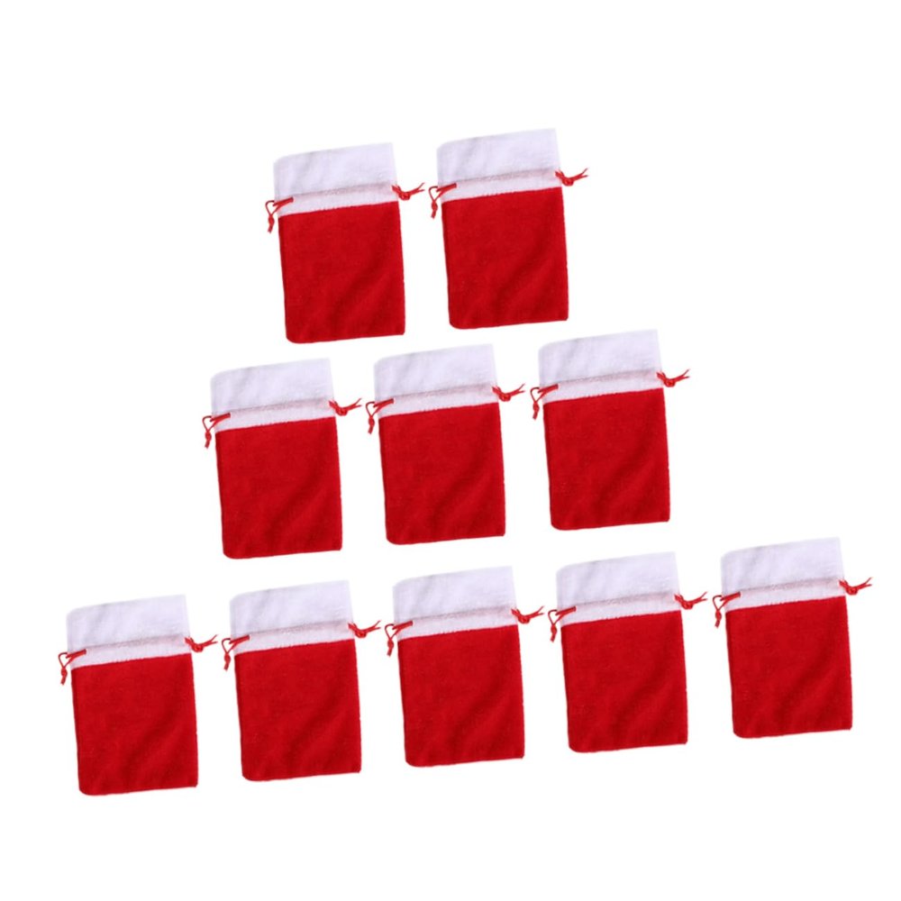 ABOOFAN 10pcs Christmas Tree Pendants Candy Bags Drawstring Christmas Party Favor Bags for Xmas Treat Storage Decorative Wrapping