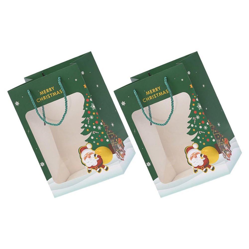 ABOOFAN 2pcs Santa Bag Christmas Paper Party Favor Bags Storage Pouch for Holiday Presents and Decorations