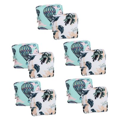 ABOOFAN 10pcs Portable Tampon Bags Adorable Period Bags for Travel Cartoon Design as Lipstick Practical Menstrual Pad Carrying for Women