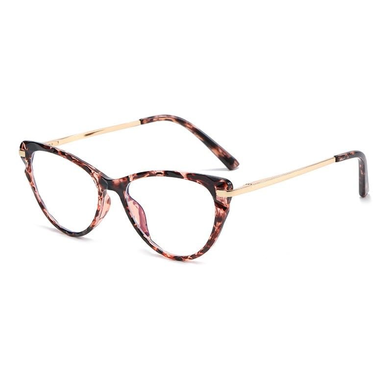 PARWANA Cat-Eye Blue Light Blocking Computer Readers Women Trendy Reading Glasses Eyeglasses Anti Eyestrain Flat Light Mirror (Color : Hawksbill, Size : +0.00)