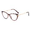 PARWANA Cat-Eye Blue Light Blocking Computer Readers Women Trendy Reading Glasses Eyeglasses Anti Eyestrain Flat Light Mirror (Color : Hawksbill, Size : +0.00) view 1