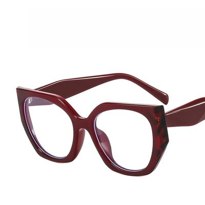 PARWANA Anti Glare Sturdy Reading Glasses Computer Readers Polygon Flat Light Mirror Blue Light Blocking Presbyopic Glasses (Color : Wine, Size : +350)